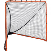 Portable 6x6 folding lacrosse goal with a steel frame and durable net for easy setup.