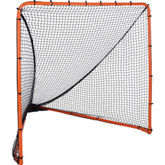 Portable 6x6 folding lacrosse goal with a steel frame and UV-treated net for training.