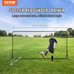 Bostome 12x6FT soccer rebounder net with durable iron frame and high-strength PE netting.