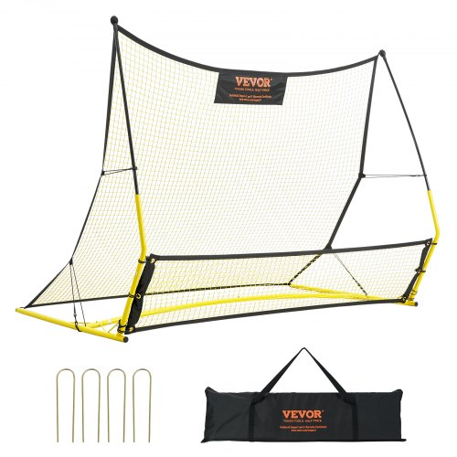 Bostome 2-in-1 Soccer Rebounder Net with dual nets in a sturdy iron frame for training sessions.