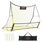 Bostome 2-in-1 Soccer Rebounder Net with dual nets in a sturdy iron frame for training sessions.