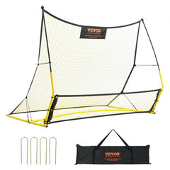 Bostome 2-in-1 Soccer Rebounder Net with dual nets in a sturdy iron frame for training sessions.