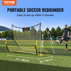Bostome 2-in-1 soccer rebounder net with dual nets in a sturdy iron frame for training.