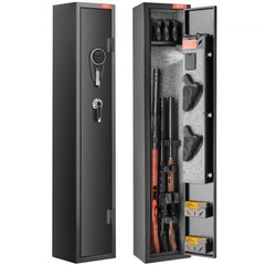 Bostome 2-rifle gun safe with digital keypad and removable shelf for customizable storage.