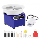 Bostome 10" electric pottery wheel in blue with foot pedal and LCD screen for precise control.