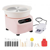 Bostome 11" electric pottery wheel in pink with LCD touch screen and foot pedal for easy control.