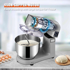Bostome 6-in-1 Stand Mixer with a 7.4Qt bowl, tilt-head design, and LCD screen.