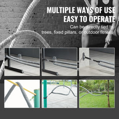 Bostome Battle Rope 1.5" thick and 30ft long, designed for strength training and endurance.