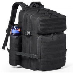 Bostome 45L tactical military backpack in waterproof polyester with MOLLE webbing and multiple pockets.