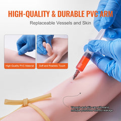 PVC phlebotomy training arm with realistic veins and self-sealing skin for venipuncture practice