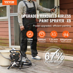 Bostome 3000PSI airless paint sprayer with a 750W motor and detachable pump for easy cleaning.
