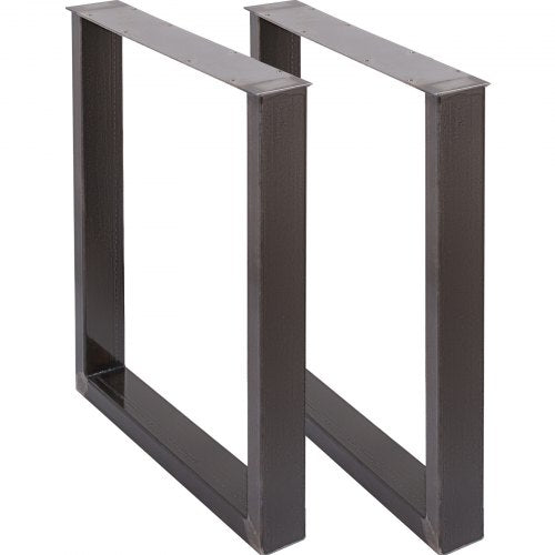 Heavy-duty 28" steel dining table legs with a square box section and pre-drilled mounting holes.