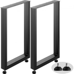 Black steel dining table legs with a heavy-duty square design and pre-drilled mounting holes.