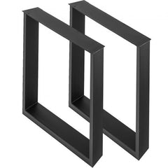 Black steel dining table legs with square design, 28 inches tall, set of 2.