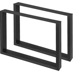 Black steel table legs set of 2, 31x23 inches, with a matte finish and sturdy square design.