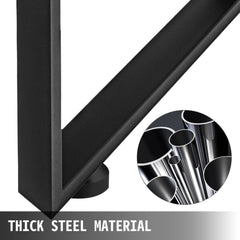 Black steel table legs set of 2, 31x23 inches, with a matte finish and sturdy square design.
