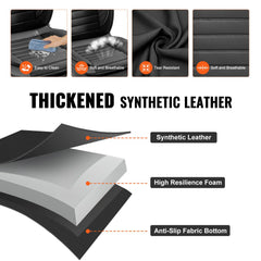 Black faux leather car seat covers for front seats, designed for various vehicles.