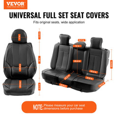 Black faux leather car seat covers in a 13-piece full set for various vehicles.
