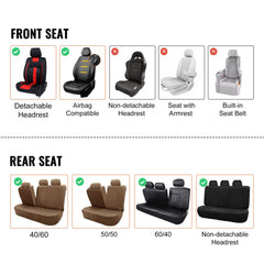 Black faux leather car seat covers in a 13-piece full set for various vehicles.