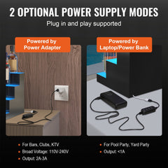 Acrylic bar shelf with multicolor LED lighting, holds 16 liquor bottles in a 4-step design.