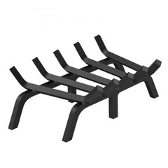 Bostome 24" heavy duty fireplace log grate with six legs and black powder-coated steel.