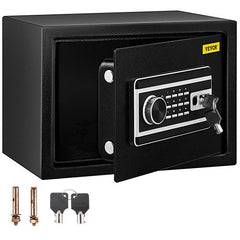 Black Bostome 0.8 cu.ft fingerprint safe box made of Q235 steel, open with keypad and keys.