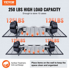 Wall-mounted steel shelving unit, 3x2 ft, with reinforced construction for heavy items.
