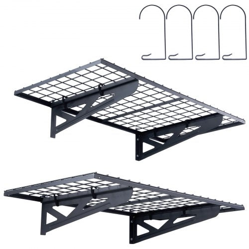 Two wall-mounted steel racks with a sandblasted finish and 251 lbs load capacity each.