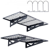 Two wall-mounted steel racks with a sandblasted finish and 251 lbs load capacity each.