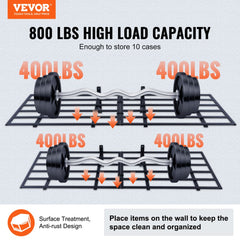 Wall-mounted heavy-duty steel shelving unit, 6x2 ft, with 800 lbs capacity per shelf.