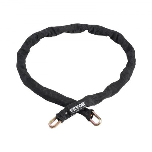 Black 5.91ft security bike chain lock made of 9.5mm thick forged steel with protective sleeve.