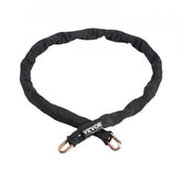 Black 5.91ft security bike chain lock made of 9.5mm thick forged steel with protective sleeve.