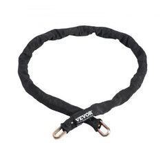 Black 5.91ft security bike chain lock made of 9.5mm thick forged steel with protective sleeve.
