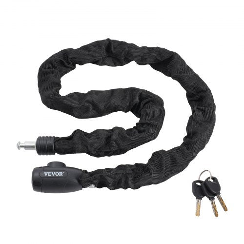 Black Bostome heavy-duty bike chain lock, 47.24 ft long with 8mm thick links and 4 keys.