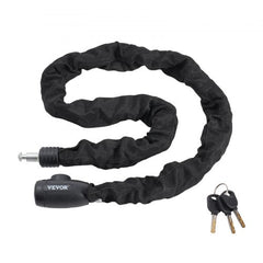 Black Bostome heavy-duty bike chain lock, 47.24 ft long with 8mm thick links and 4 keys.