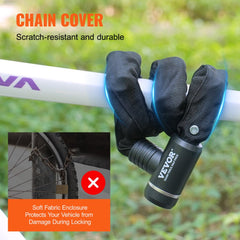 Bostome 8mm bicycle chain lock with a soft fabric sleeve and two keys for secure locking.
