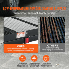 Bostome 500lbs hitch mount cargo carrier with folding ramp and heavy-duty construction.