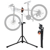 Heavy-duty aluminum bike repair stand with adjustable height, 66 lbs capacity, and foldable tri-leg base.