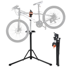 Heavy-duty aluminum bike repair stand with adjustable height, 66 lbs capacity, and foldable tri-leg base.
