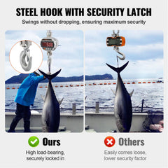 Digital crane scale with remote control, 6600 lbs capacity, and bright LED display.