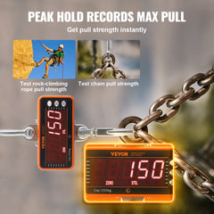 Bostome Digital Crane Scale in orange, capable of weighing up to 2200 lbs with a bright LED display.