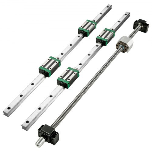Bostome HGR20 1000mm linear guide rail kit with steel rails, blocks, and integrated ballscrew.