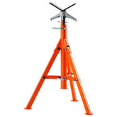 Heavy duty pipe stand with adjustable V head, supporting 1/2-12" pipes up to 2500 lbs.