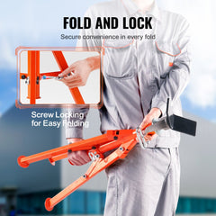 Heavy duty pipe stand with adjustable V-head for 1/2-12" pipes and stable triangular base.