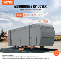 Bostome Class C RV cover made of durable Oxford fabric, designed for 29-32 ft motorhomes.