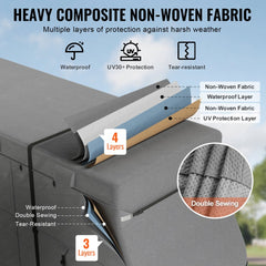 Class A RV cover for 40-43 ft motorhomes, showing 4-layer non-woven fabric with waterproof and UV protection.
