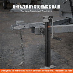 Galvanized 2-inch straight trailer coupler with chain and jack, rated for 3500 lbs.