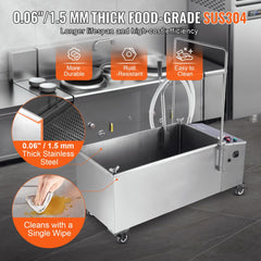 Bostome 55L mobile fryer oil filter system made of 304 stainless steel with four-layer filtration.