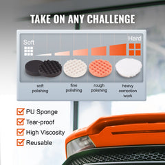 6-inch dual action random orbital polisher with ergonomic grip and variable speed settings.