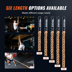 Bostome 1.5-inch by 15-foot natural jute gym climbing rope in six length options.